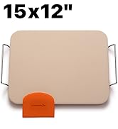 Pizza Stone for Oven and Grill 15x12 inch Square - Rectangular Cordierite Baking Stone Set with S...