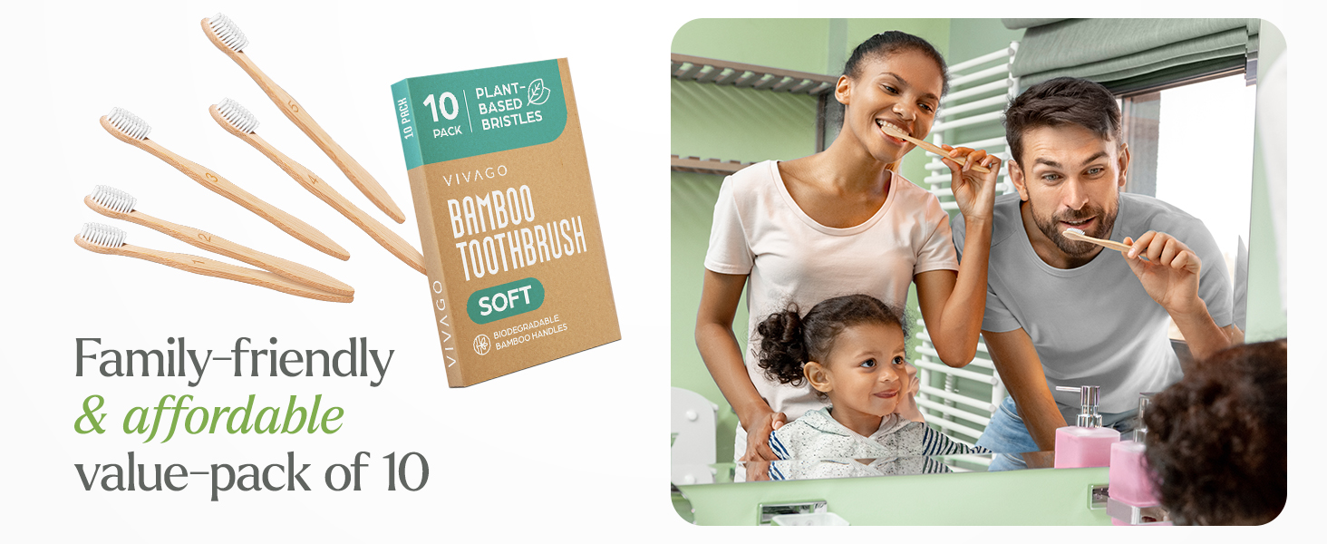 Plant based bamboo toothbrushes soft