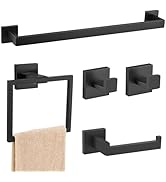 5-Piece Matte Black Bathroom Hardware Set, SUS304 Stainless Steel Wall Mounted 23.6 Inch Hand Tow...
