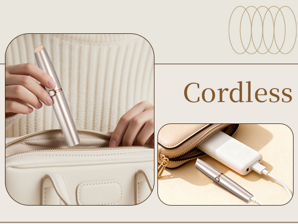 Text reads 'Cordless'. Technical illustration showing spring mechanism and components of what appears to be a household device or tool.