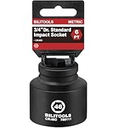 BILITOOLS 46mm Socket 3/4" Drive Impact Socket, Metric Standard 6-Point Axle Nut Socket, CR-MO, f...