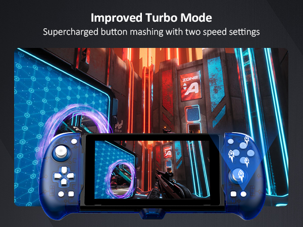 Two adjustable turbo speeds significantly enhance the gaming experience.