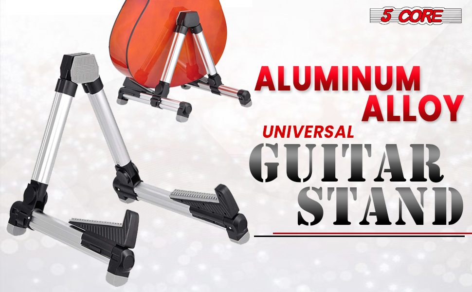 Guitar Stand Silver Lightweight Premium Aluminum Build Adjustable A-Frame Stand