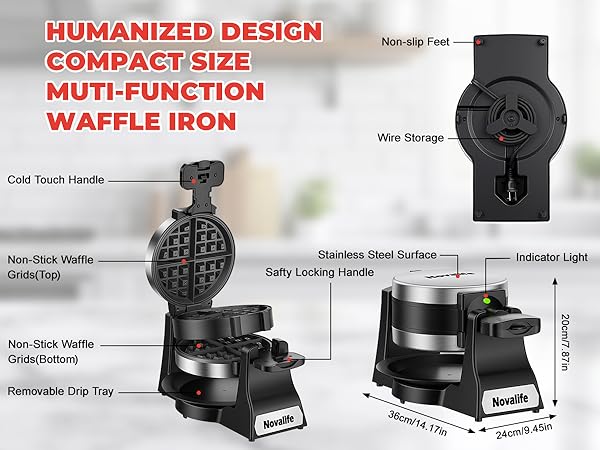 HUMANIZED DESIGN COMPACT SIZE MUTI-FUNCTION WAFFLE IRON
