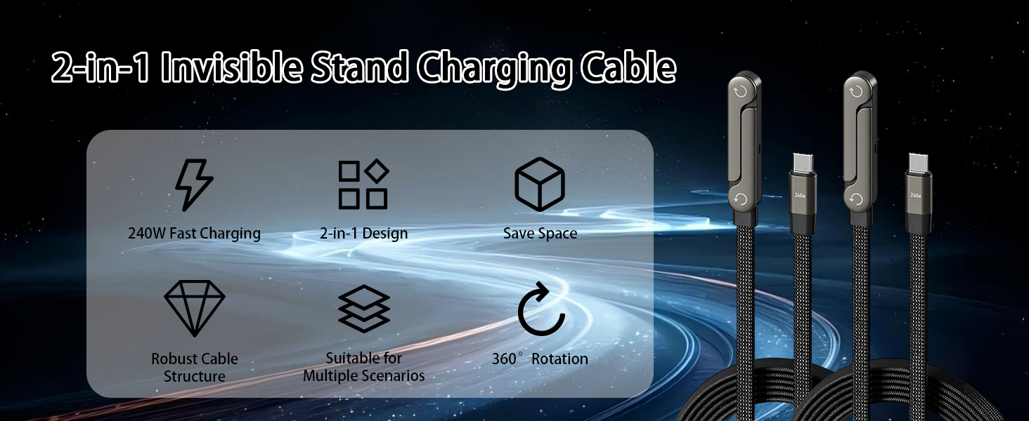 2-in-1 Invisible Stand Charging Cable
