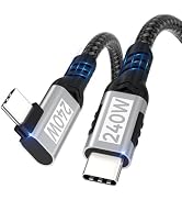 USB C to USB C Cable 6.56FT,[240W 48V/5A] Right Angle Nylon Braided PD3.1 90 Degree Fast Charging...