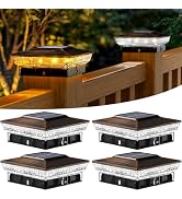 btfarm 4x4 Solar Post Cap Lights Outdoor, 2 Modes 16 LED Fence Deck Post Lights, 4 Pack Waterproo...