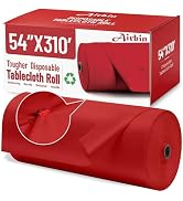 Plastic Table Cloth, 310 Ft X 54 in Disposable Tablecloth Red Tablecloth Premium PEVA Plastic Tab...