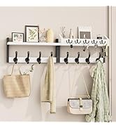 Evermagin 35" Coat Rack Wall Mount with Shelf, 4 in 1 Coat and Key Hanger with 13 Metal Hooks, En...