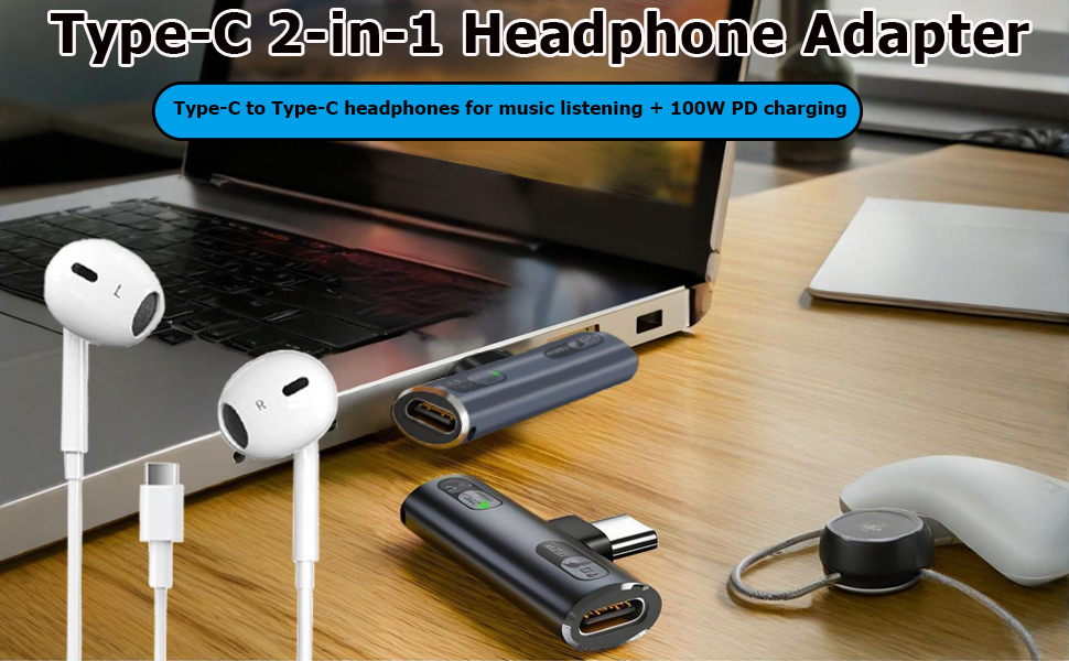 3 in 1 USB C to Dual USB C Headphone/Data and Charger Adapter