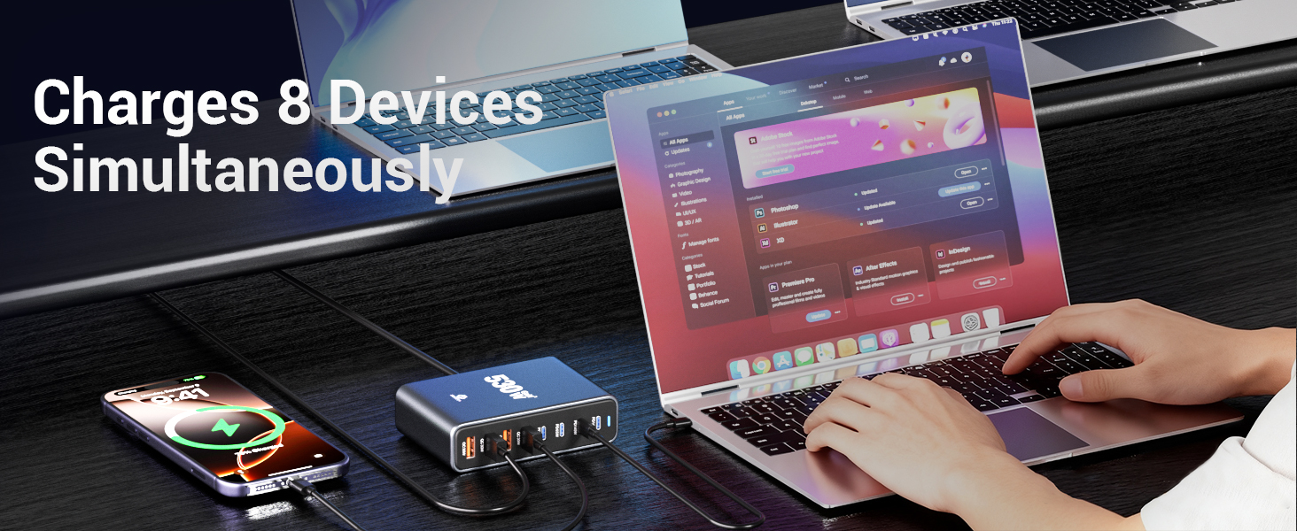 8 ports usb c charging station