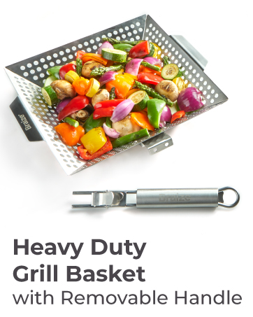Braize grill basket with removable handle