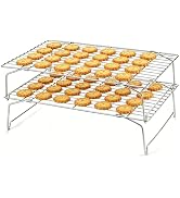 LIANYU Cooling Rack 15"x10" 2 Pack, 2-Tier Stackable &amp; Collapsible Stainless Steel Baking Wire Ra...