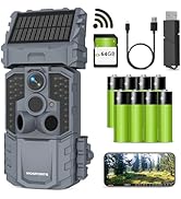 WOSPORTS 48MP WiFi Trail Camera with 7800mAh Rechargeable Solar Panel,Real 2K MP4 Video+Sound,Cel...