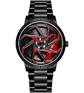 FANMIS Mens Fashion Racing Watch Creative 3D Spinning Car Wheel Rotating Design Stainless Steel L...