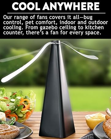 Treva Bug Fan Outside on Table Protecting Food