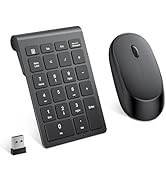 Lekvey Wireless Number Pad, Numeric Keypad, Portable 10 Key USB Keypad and Slim Mouse Set, 2.4G N...