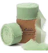 Ribbli Sage Green Chiffon Ribbon 1 Inch x 20 Yard Handmade Fringe Chiffon Silk Ribbon Sage Ribbon...