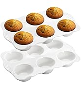 Hiceeden 2 Pack Ceramic Muffin Pans, 6 Cups Non-stick Muffin Tin Cupcake Baking Pans with Handles...