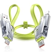 [Newly Upgrade] SHEZI 4-IN-1 USB C Cable 240W 5FT Lightning Cable Fast Charging Flat Soft Thick S...