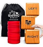 SWOOC Games - Giant Right Center Left Dice Game (All Weather) with 24 Large Chips &amp; Carry Bag - J...