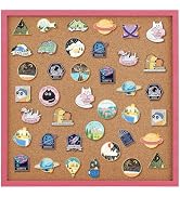 BENECREAT Square Cork Board, 11.8x11.8 Inch Bulletin Board Display Wooden Frame Pin Stand, Brooch...