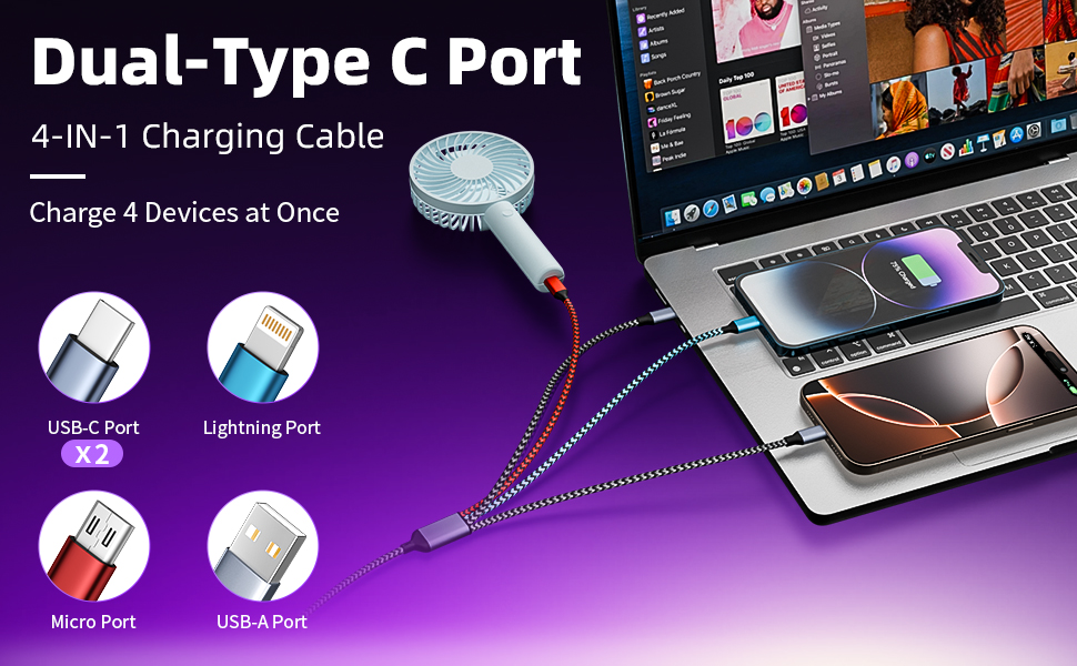 4-IN-1 Dual Type-C Multi Charging Cable