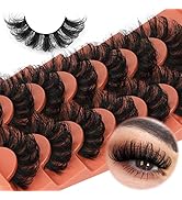 Mink Lashes Fluff False Eyelashes 20-22mm Dramatic Full Wispy Eye Lashes 8D Volume Curly Fake Eye...
