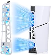 FASTSNAIL Cooling Fan for PS5 Slim Console, Quiet Cooling System with Memory Function and LED Lig...