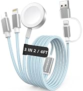 Travel Essentials,3 in 2 USB C Cable for Apple Watch Charger,iPhone Charger,Multi Charging Cable,...