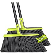 TidyBliss 2 Pack Outdoor Broom Heavy Duty, 56 inches Tall Commercial Soft Bristle Angle Brush for...