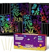 OHOME Scratch Art for Kids - 100 PCS Magic Mini Rainbow Scratch Paper - Arts and Crafts for Kids ...
