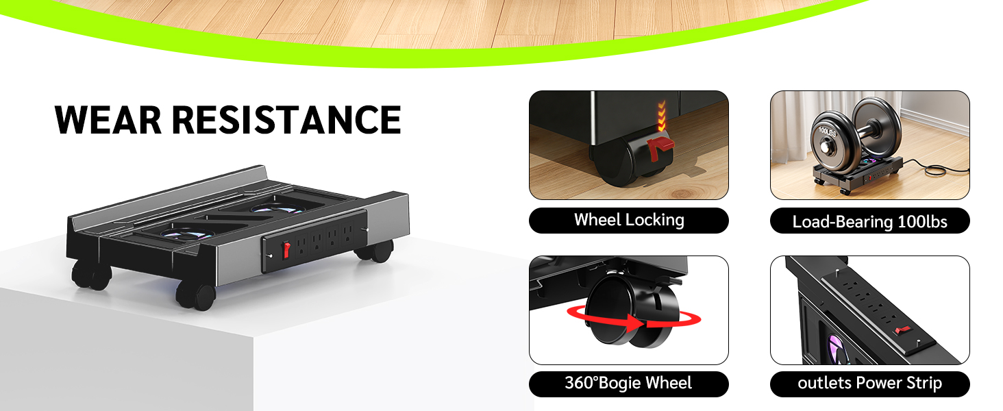 ADJUSTABLE COMPUTER TOWERSTAND WITH FAN