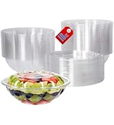 Mr Miracle Clear 18 Ounce Plastic Salad Bowls with Snap-On Lids. Pack 50. Airtight Disposable Sal...