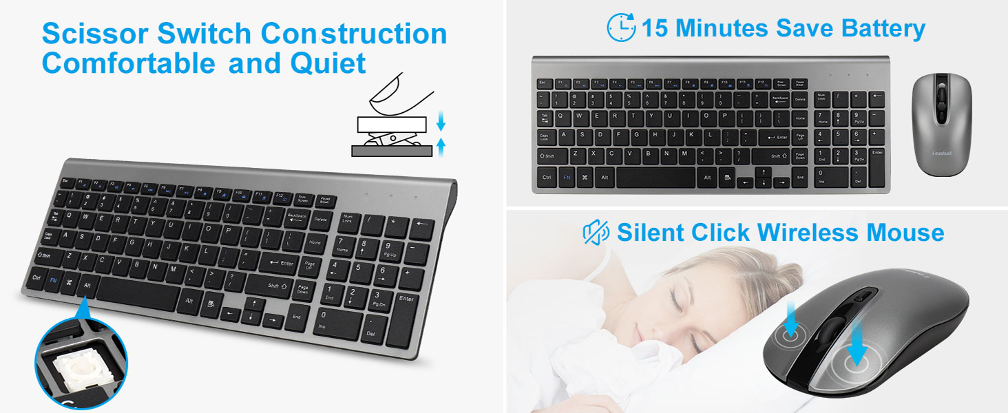 Leadsail wireless keyboard and mouse combo