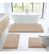 Microfiber Thick Bathroom Rugs Set 3 Piece, Flurry Non Slip Bath Rug, Ultra Soft Plush Absorbent ...