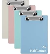 4 Pack Small Clipboards 6" X 9", A5 Size Mini Clipboard Portable Pocket Plastic Clipboard Half Le...