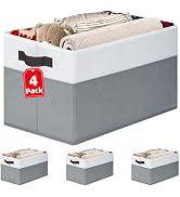 4 Pack Large Storage Baskets for Shelves | Fabric Closet Organizers and Storage Bins with Handles...