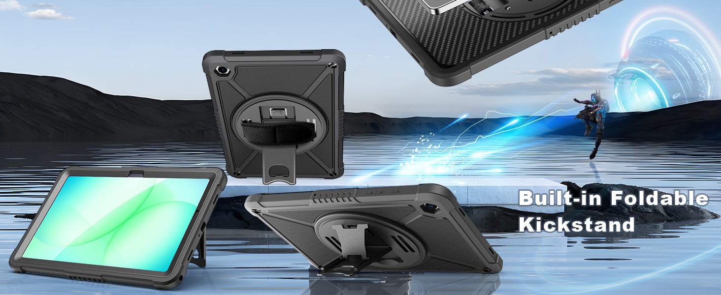 Multi-panel product demonstration showing a black keyboard keyboard with RGB lighting effects from different angles, displaying various lighting patterns and colors.