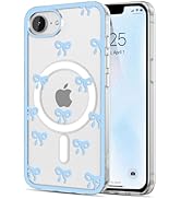 EYZUTAK Magnetic Case for iPhone 16e, Compatible with MagSafe, Clear Cute Ribbon Bowknot Aestheti...