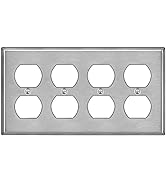 BESTTEN 4-Gang Duplex Metal Wall Plate with White or Clear Plastic Film, Standard Size, Stainless...