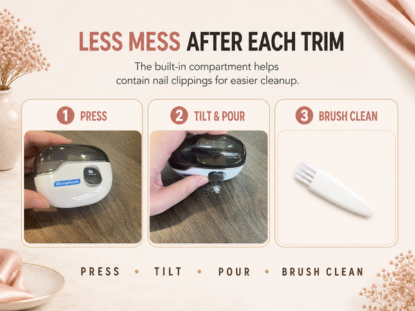 less mess after each trim the built-in compartment helps contain nail clippings for easier cleanup