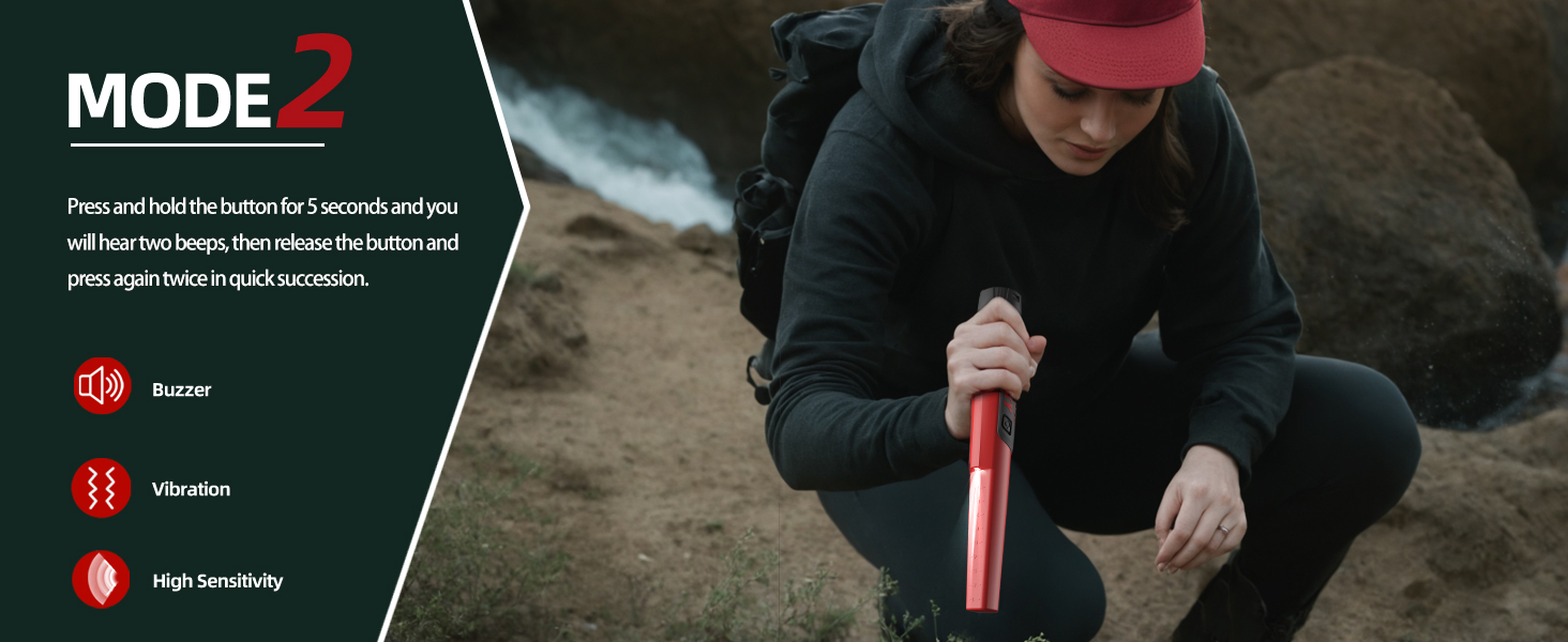 Mode 2 has high sensitivity, vibration and buzzer