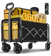 Wagon Cart Foldable, 360Lbs Collapsible Wagon Cart with Wheels Portable, Outdoor Utility Carts fo...