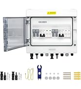 2 in 2 Out Solar Combiner Box,PV Combiner Box with 20A PV Fuse,DC 20A Circuit Breaker and Surge P...