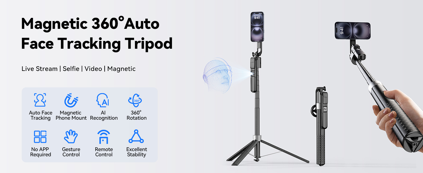 magnetic face tracking tripod for iphone