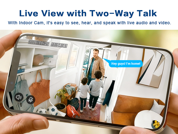 indoor security camera with two way audio and talk