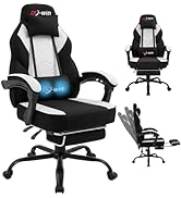 Shintenchi Big and Tall Gaming Chair Fabric Pocket Spring Cushion,High Back Recliner with Footres...