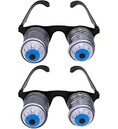 Juroicessry 2Pcs Black Pop Out Eye Glasses Wobbly Eyes On Springs Pop Out Eyes Novelty Glasses Ha...