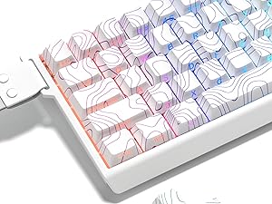 womier white topographic keycap,shine through keycaps 60 75 percent,cherry profile key caps